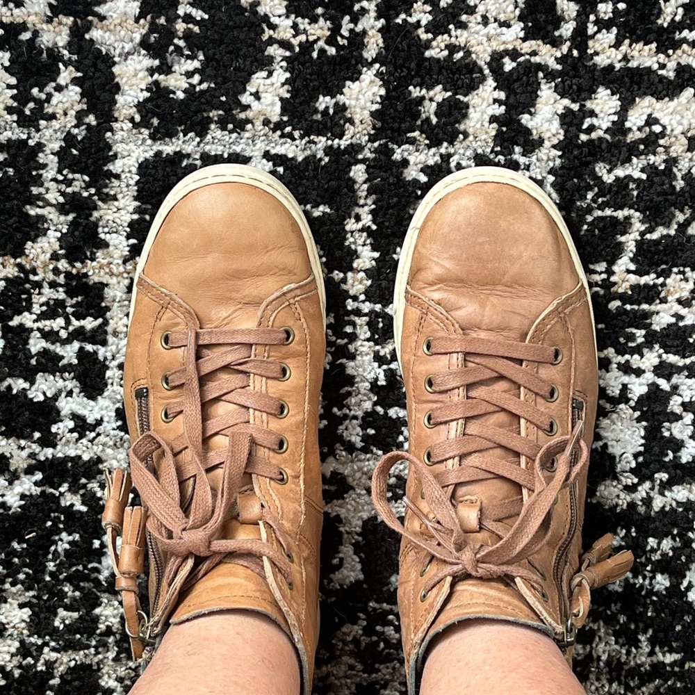 UGG Tan and Cream High-Top Boots